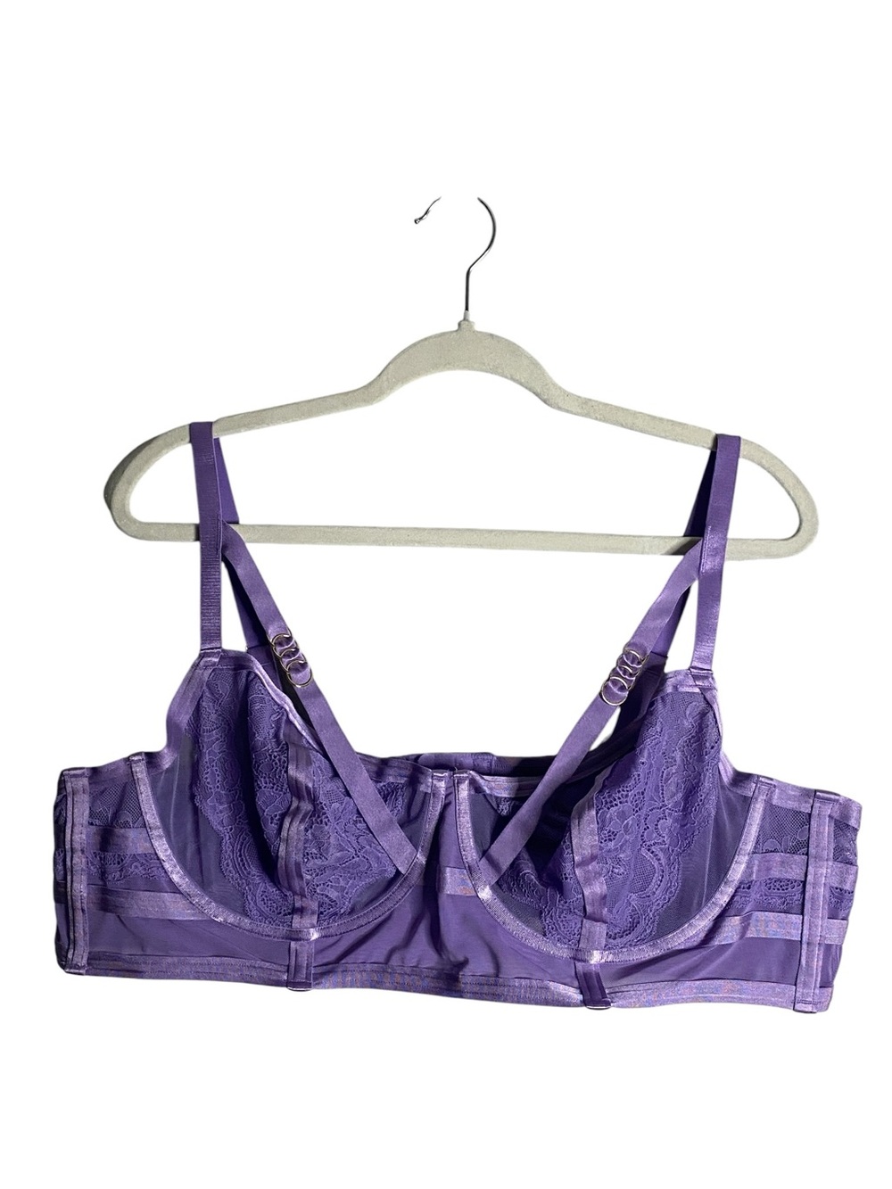 Torrid Curve Women's Purple Floral Lace Longline Underwire Bralette